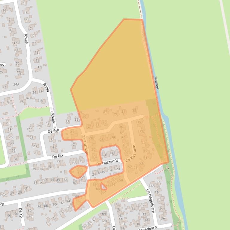 Kaart van postcodegebied 9251NT.