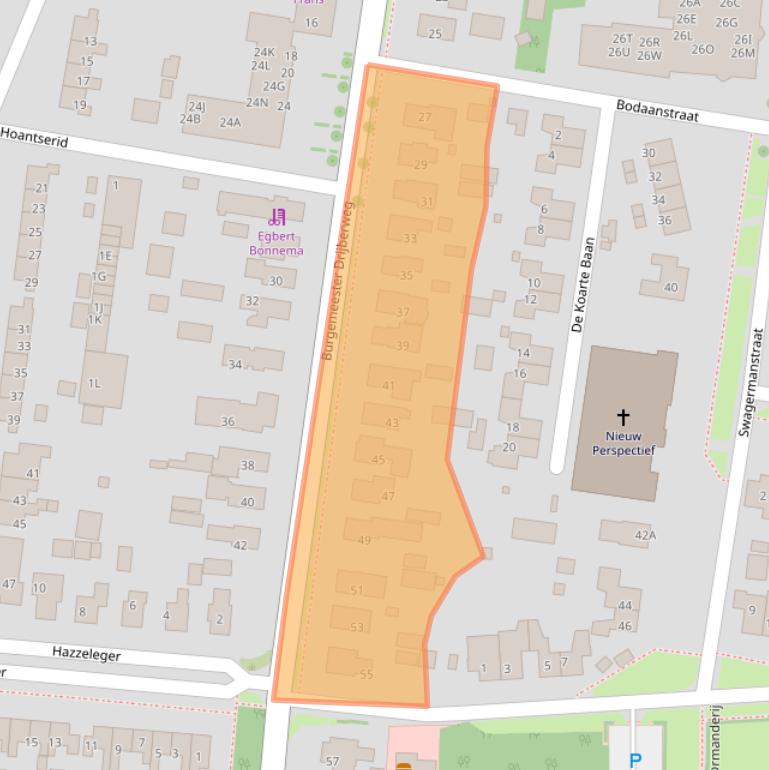 Kaart van postcodegebied 9254BG.