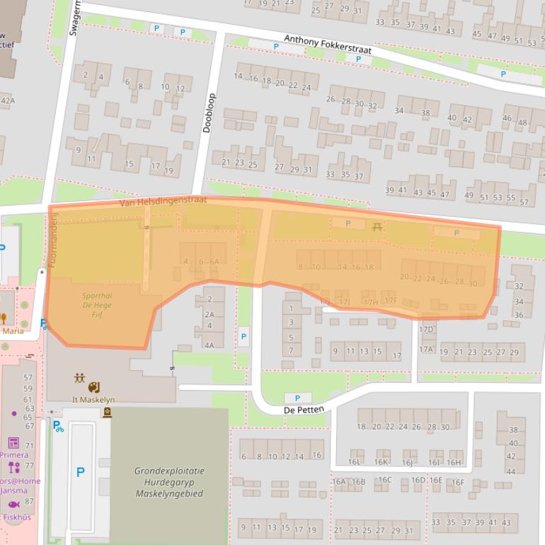 Kaart van postcodegebied 9254CE.
