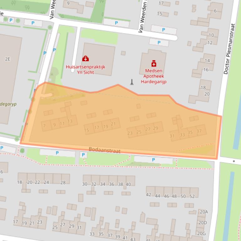 Kaart van postcodegebied 9254CL.