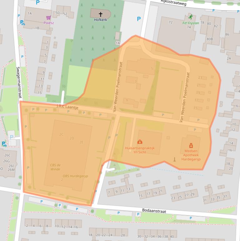 Kaart van postcodegebied 9254CS.