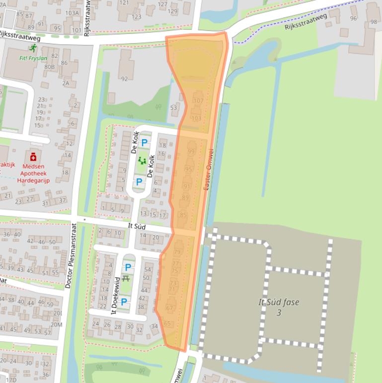 Kaart van postcodegebied 9254GT.