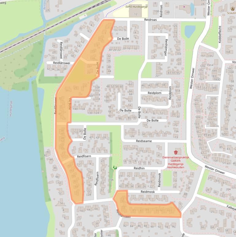 Kaart van postcodegebied 9254JG.