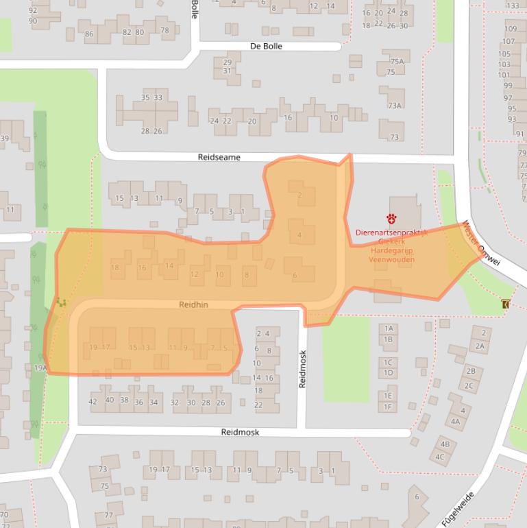 Kaart van postcodegebied 9254JS.