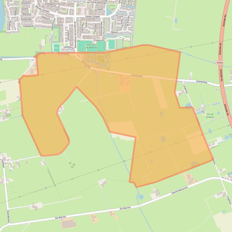 Kaart van postcodegebied 9254MB.