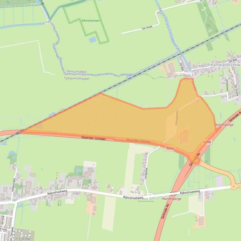 Kaart van postcodegebied 9254RJ.