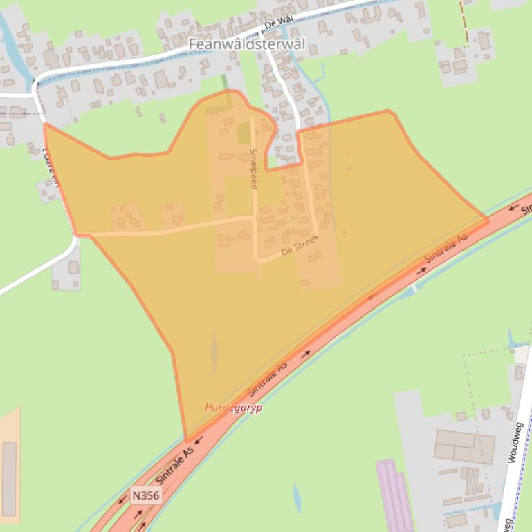 Kaart van postcodegebied 9254RL.