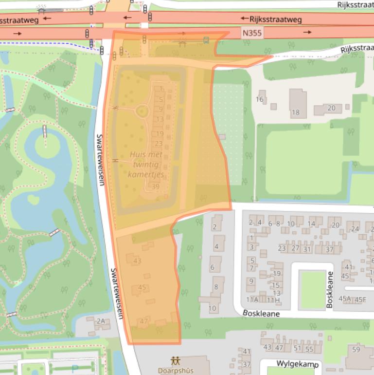 Kaart van postcodegebied 9255JA.