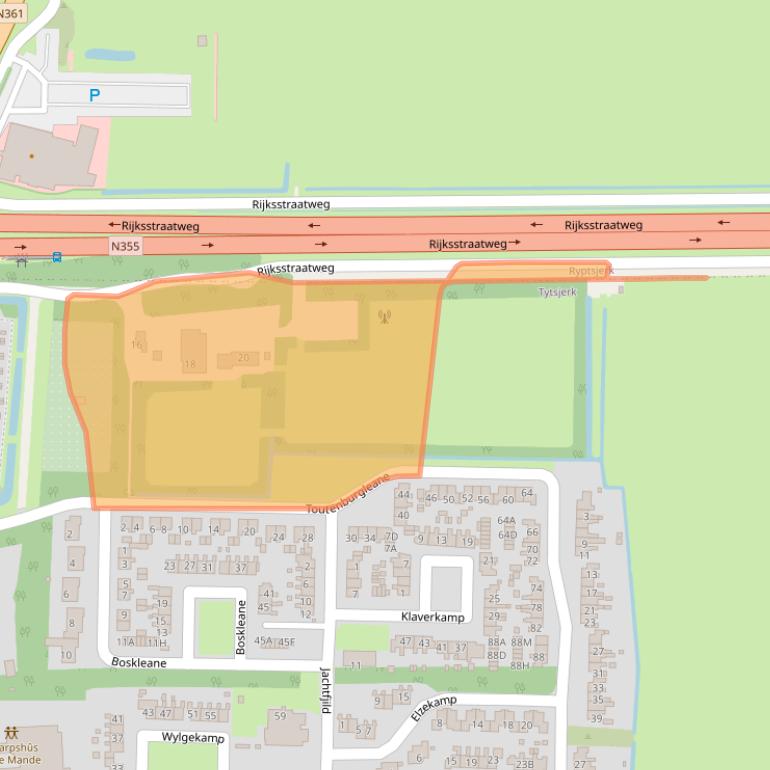 Kaart van postcodegebied 9255XE.
