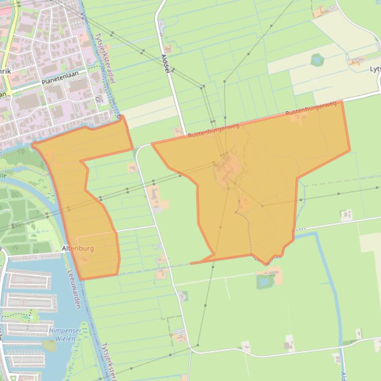 Kaart van postcodegebied 9255XH.