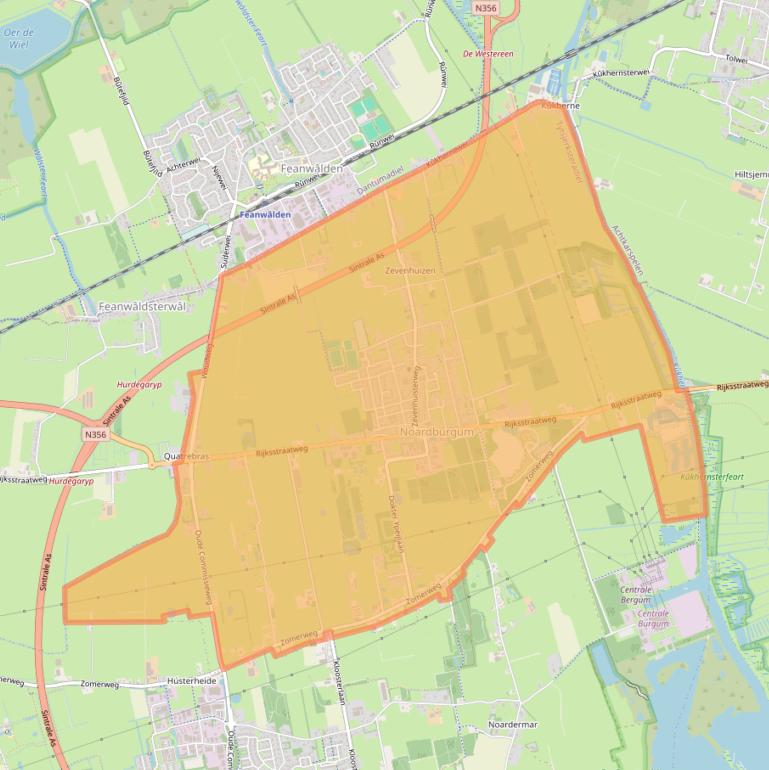 Kaart van postcodegebied 9257.