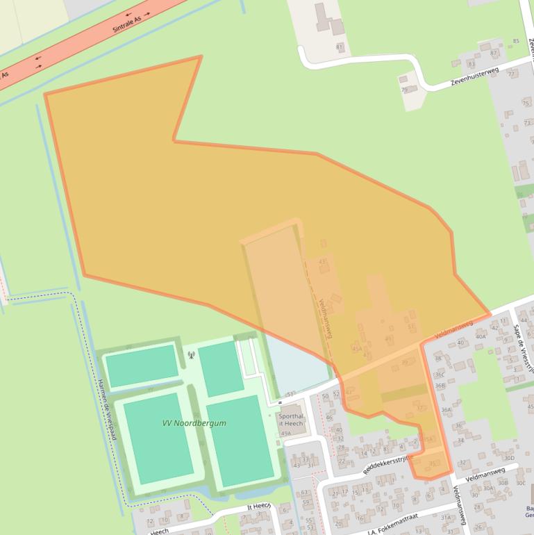 Kaart van postcodegebied 9257VR.