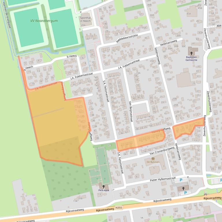 Kaart van postcodegebied 9257VT.