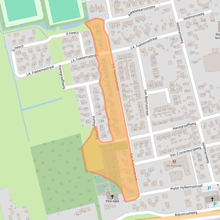 Kaart van postcodegebied 9257VX.