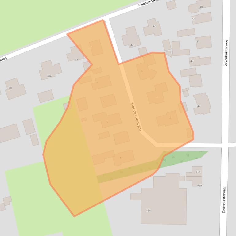 Kaart van postcodegebied 9257WN.