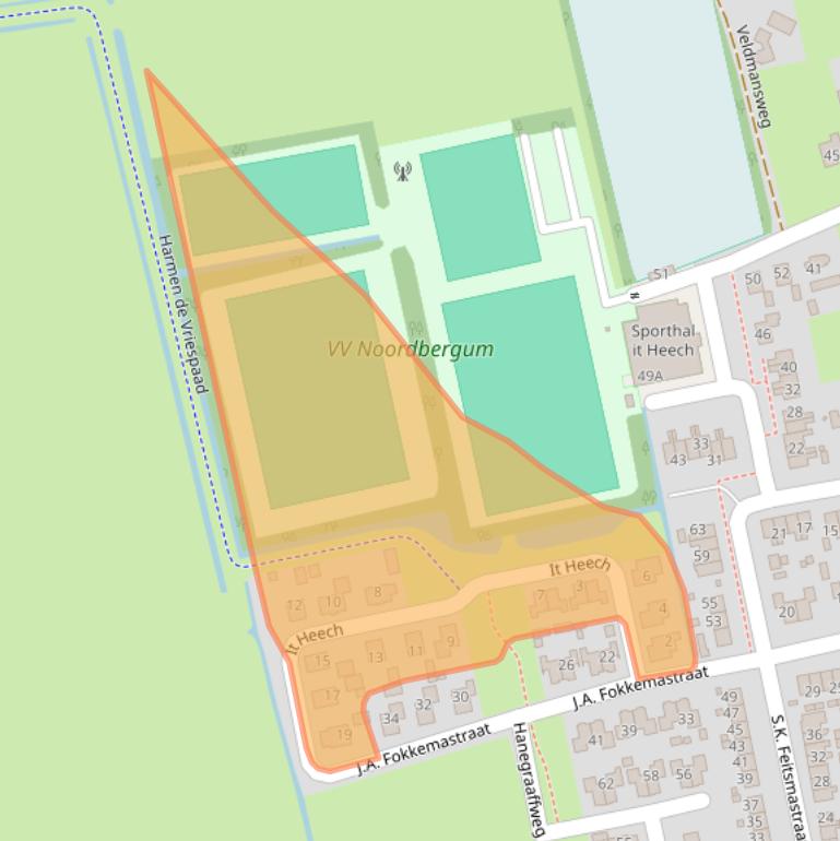 Kaart van postcodegebied 9257WS.