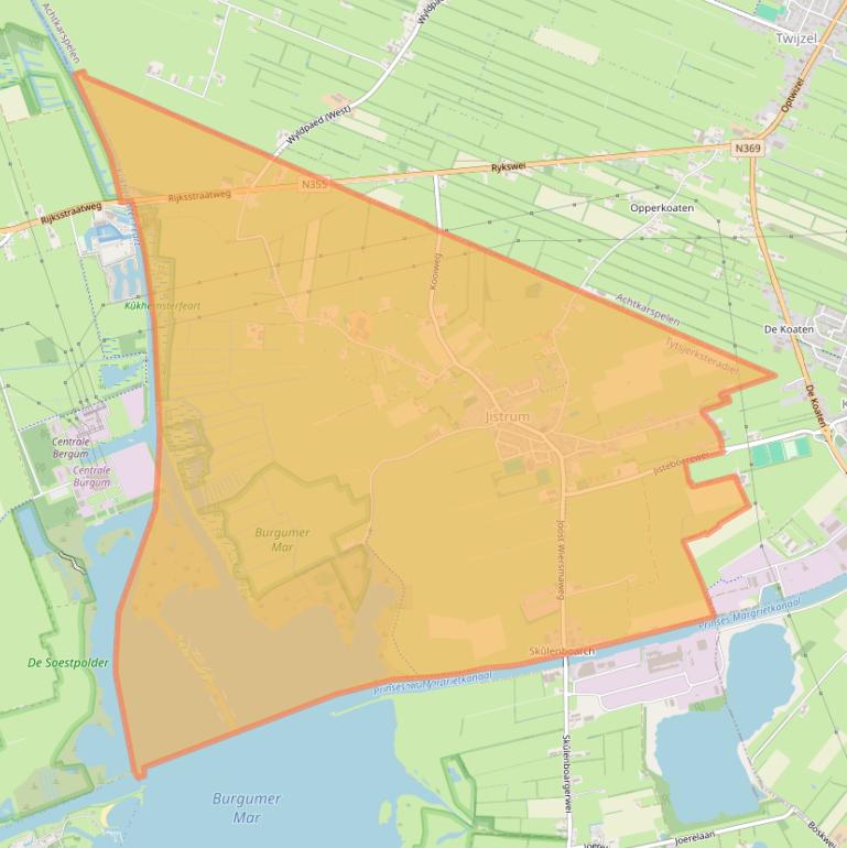 Kaart van postcodegebied 9258.