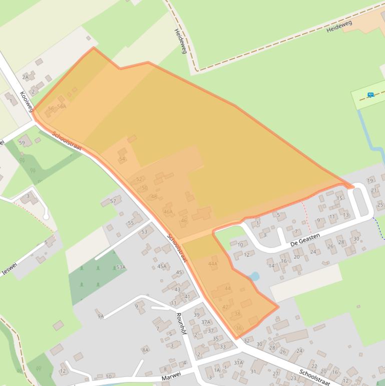 Kaart van postcodegebied 9258CJ.