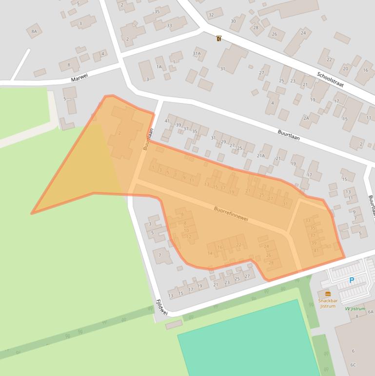 Kaart van postcodegebied 9258CM.