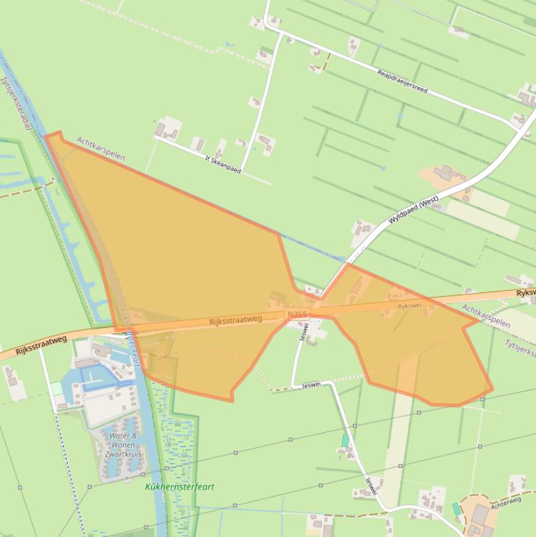 Kaart van postcodegebied 9258CX.