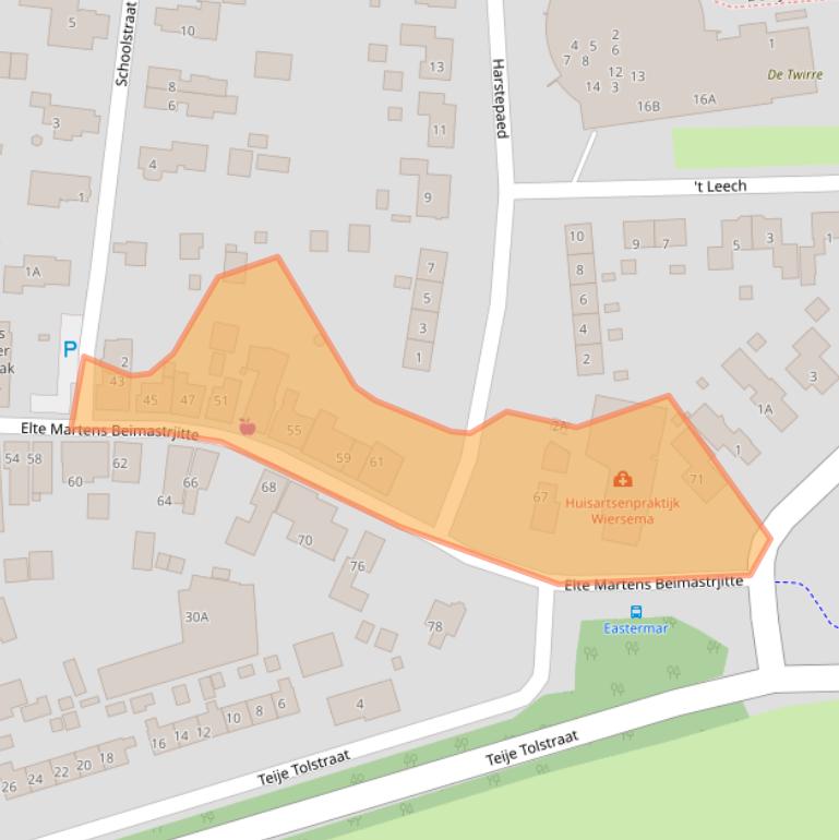 Kaart van postcodegebied 9261VH.