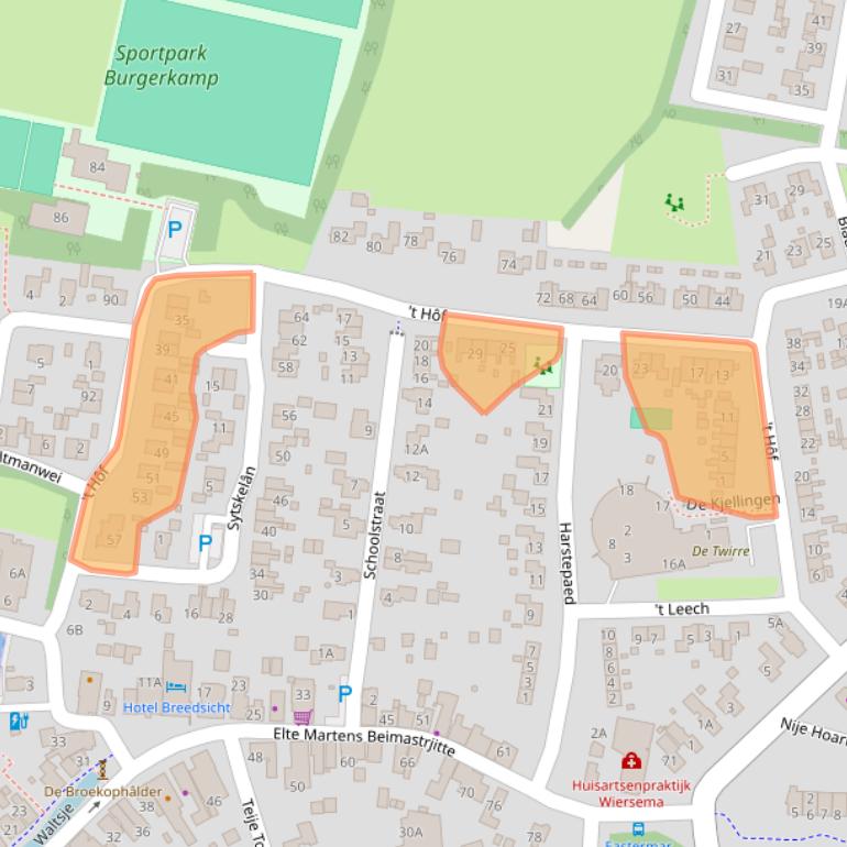 Kaart van postcodegebied 9261VS.