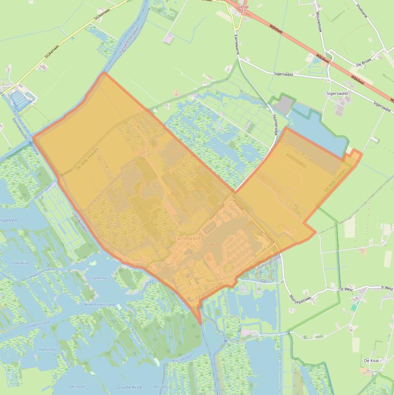 Kaart van postcodegebied 9264.