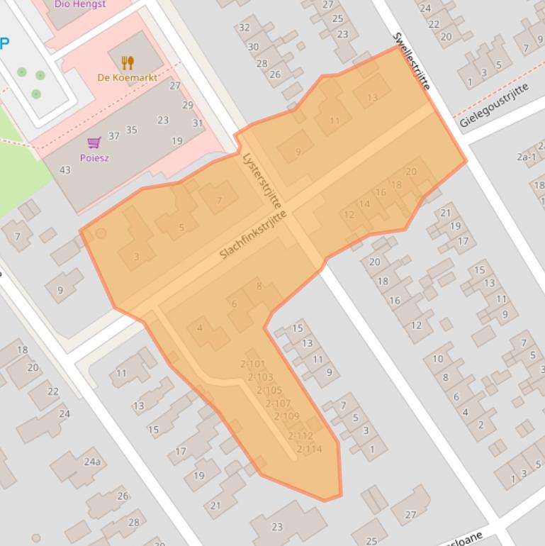 Kaart van postcodegebied 9269NT.