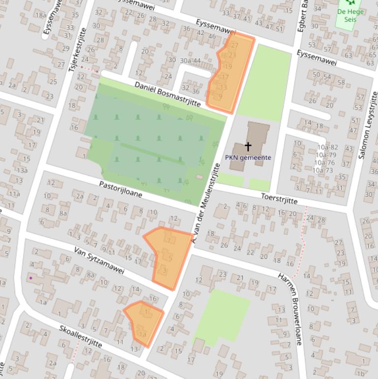 Kaart van postcodegebied 9271BK.