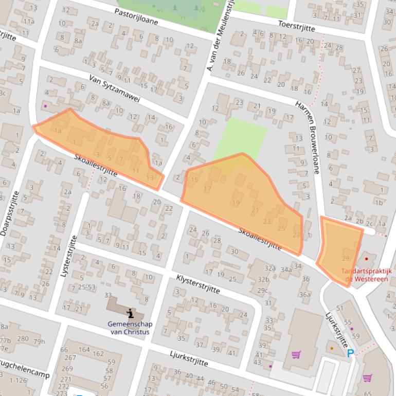 Kaart van postcodegebied 9271BT.