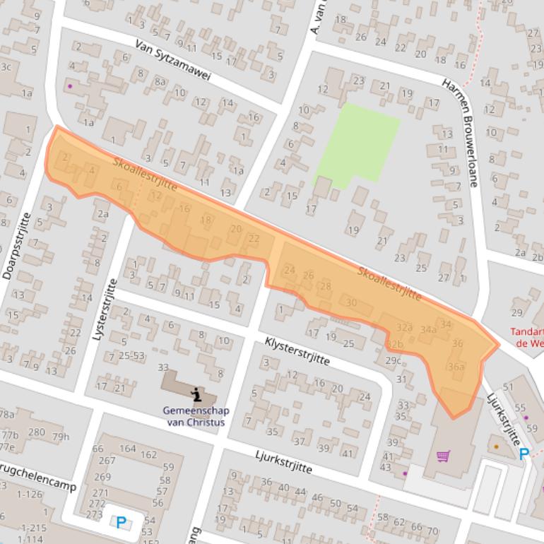 Kaart van postcodegebied 9271BV.