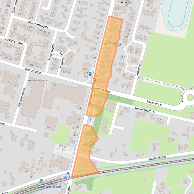 Kaart van postcodegebied 9271CJ.