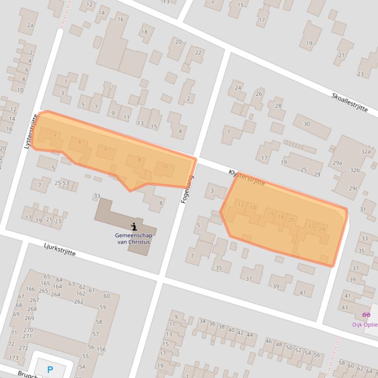 Kaart van postcodegebied 9271CN.