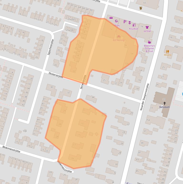 Kaart van postcodegebied 9271EA.