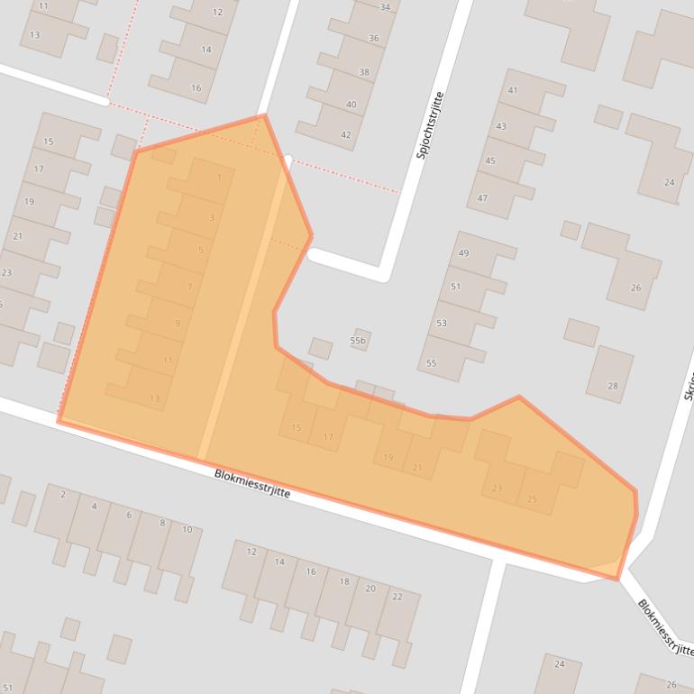 Kaart van postcodegebied 9271EB.