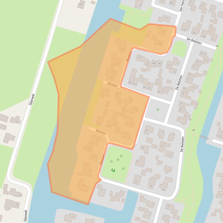 Kaart van postcodegebied 9271JB.