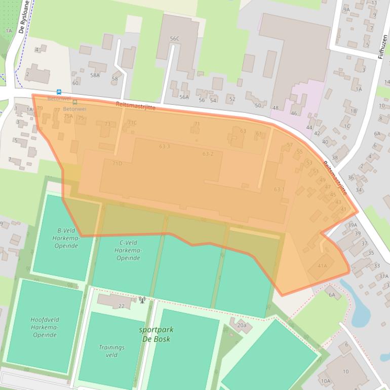 Kaart van postcodegebied 9281LC.