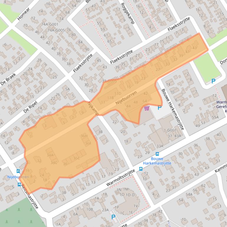 Kaart van postcodegebied 9281LZ.