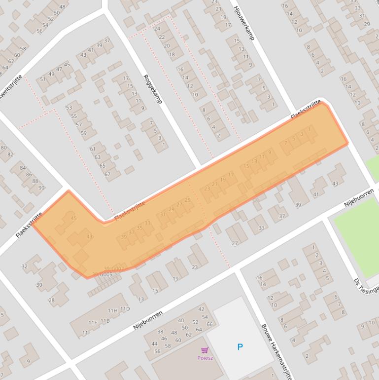 Kaart van postcodegebied 9281NJ.