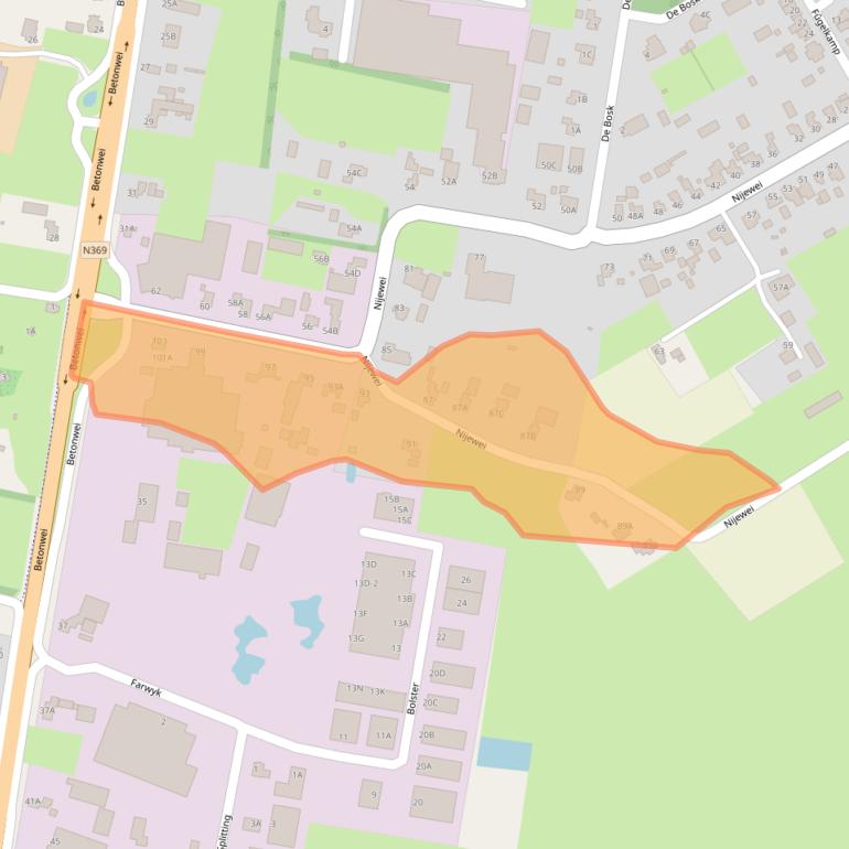 Kaart van postcodegebied 9281NP.