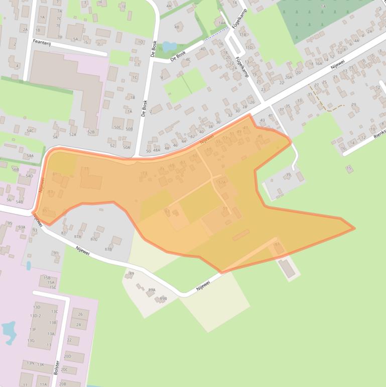 Kaart van postcodegebied 9281NT.