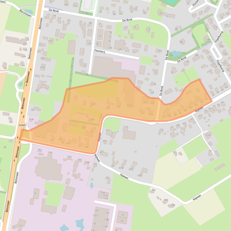 Kaart van postcodegebied 9281NW.