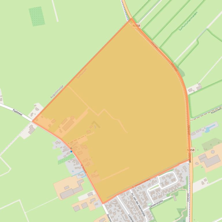 Kaart van postcodegebied 9283TB.