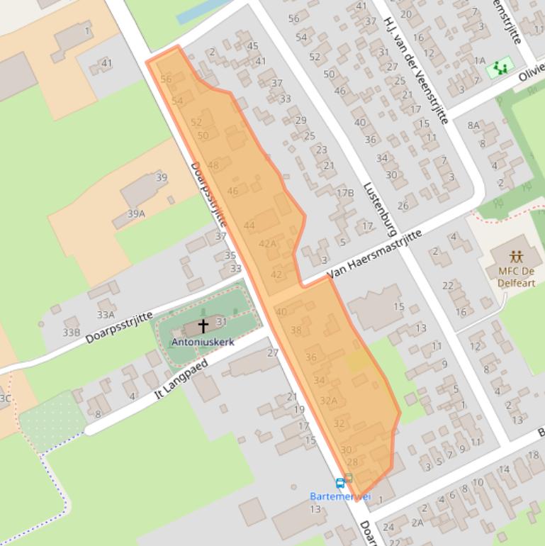 Kaart van postcodegebied 9283TG.