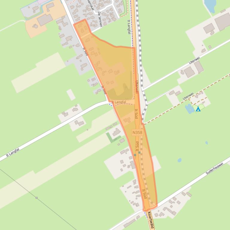 Kaart van postcodegebied 9283TV.