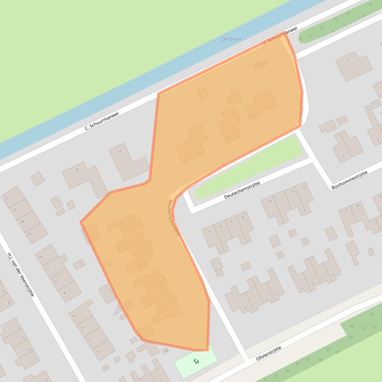 Kaart van postcodegebied 9283TZ.