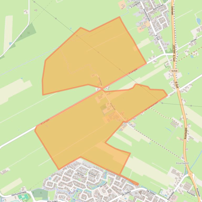 Kaart van postcodegebied 9283XG.