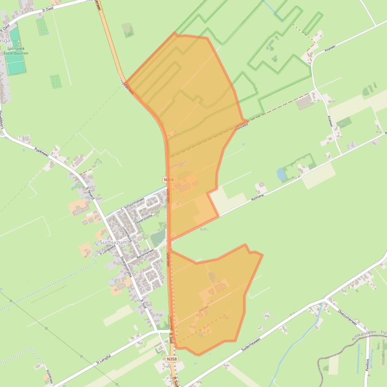 Kaart van postcodegebied 9283XR.