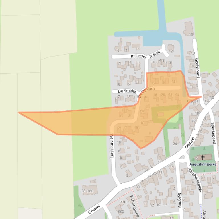 Kaart van postcodegebied 9284SJ.