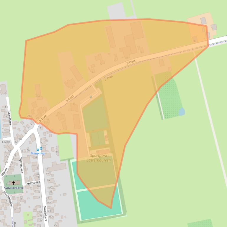 Kaart van postcodegebied 9284TG.